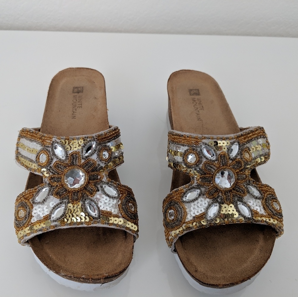 White Mountain Sequin Sandals